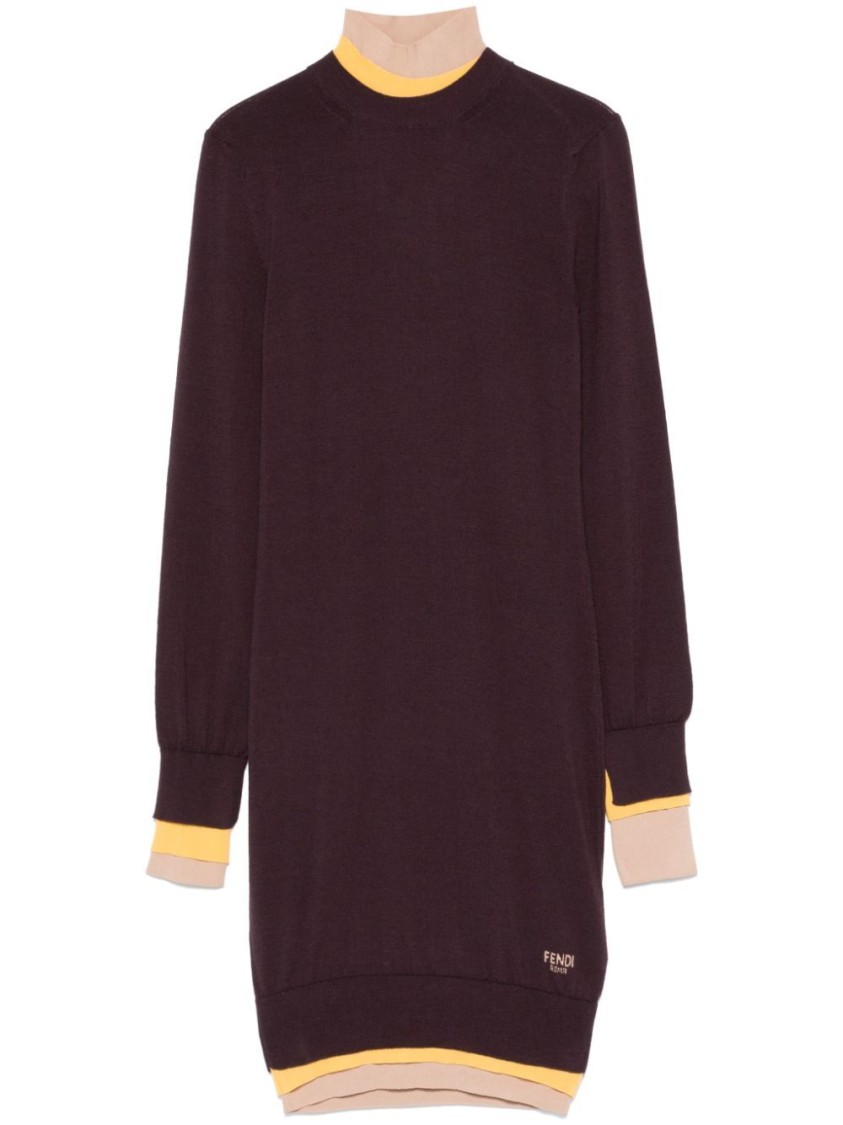 Fendi Fitted Mini Dress With Ribbed Cuffs