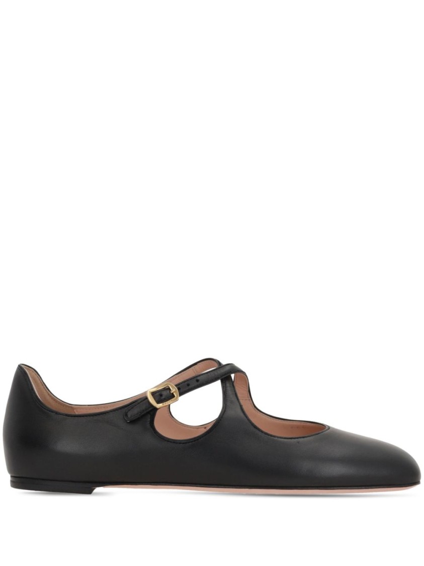 Bally Leather Cut-out Ballerinas Flat Sole In Black
