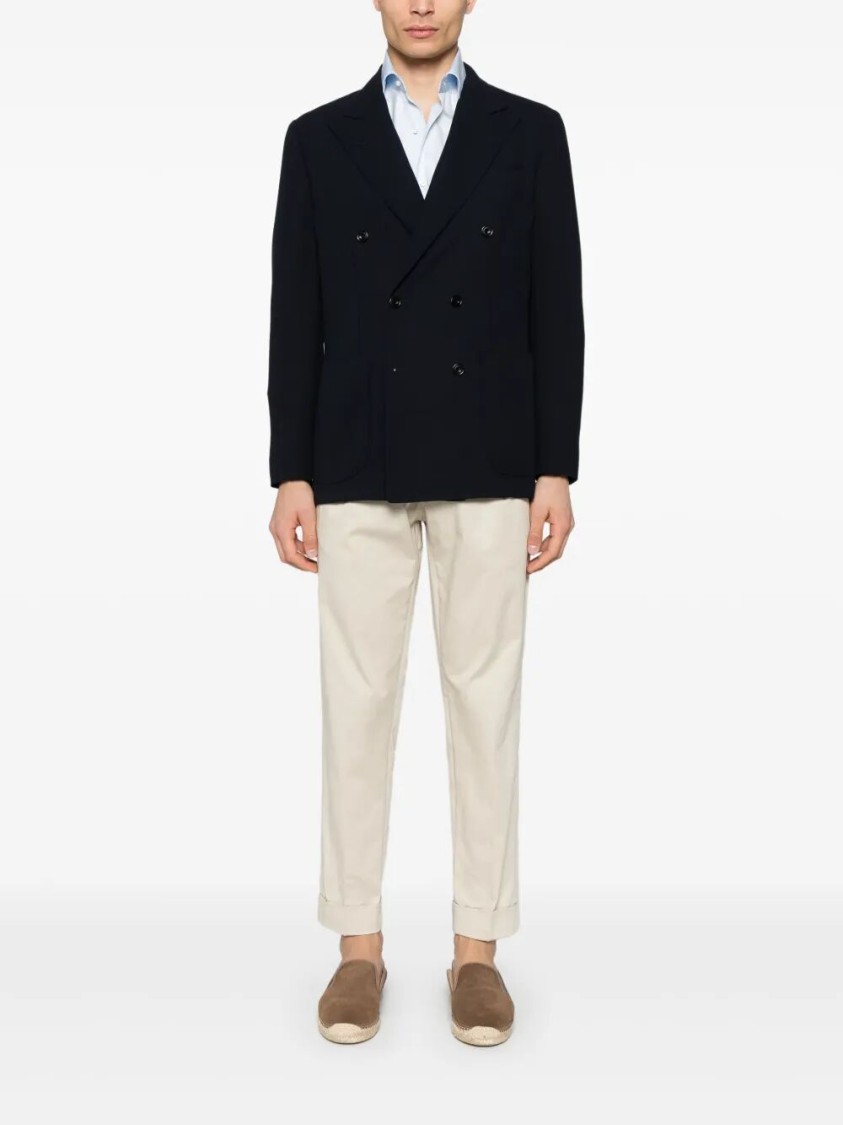 Sartorio Napoli Double-breasted Tailored Wool Jacket In Black
