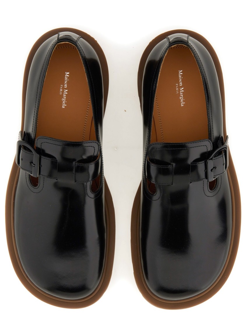 Maison Margiela Leather Monk Shoes In Black