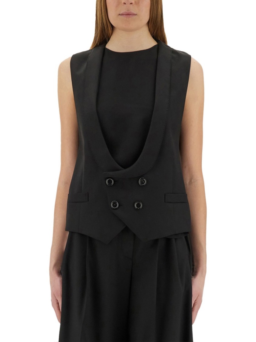 Moschino Women Vest With Wide Neckline In Black