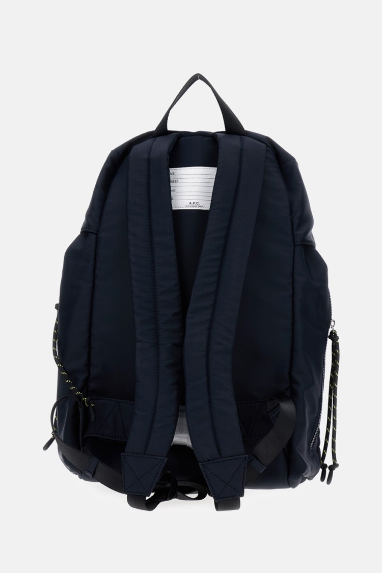 Apc A.p.c. Navy Blue Backpack With Flap Closure And Logo Applique In Black