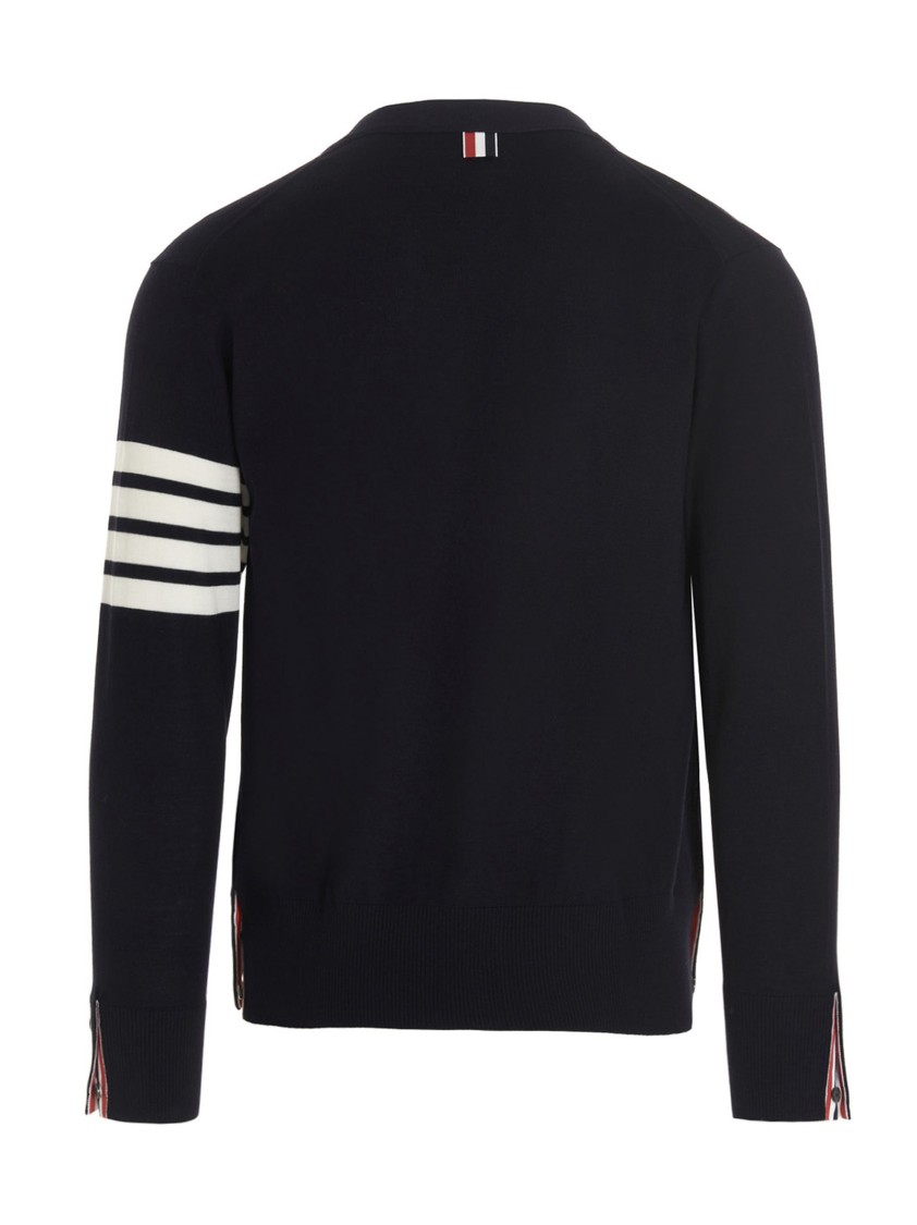 Thom Browne Merino Wool 4-bar Cardigan In Black