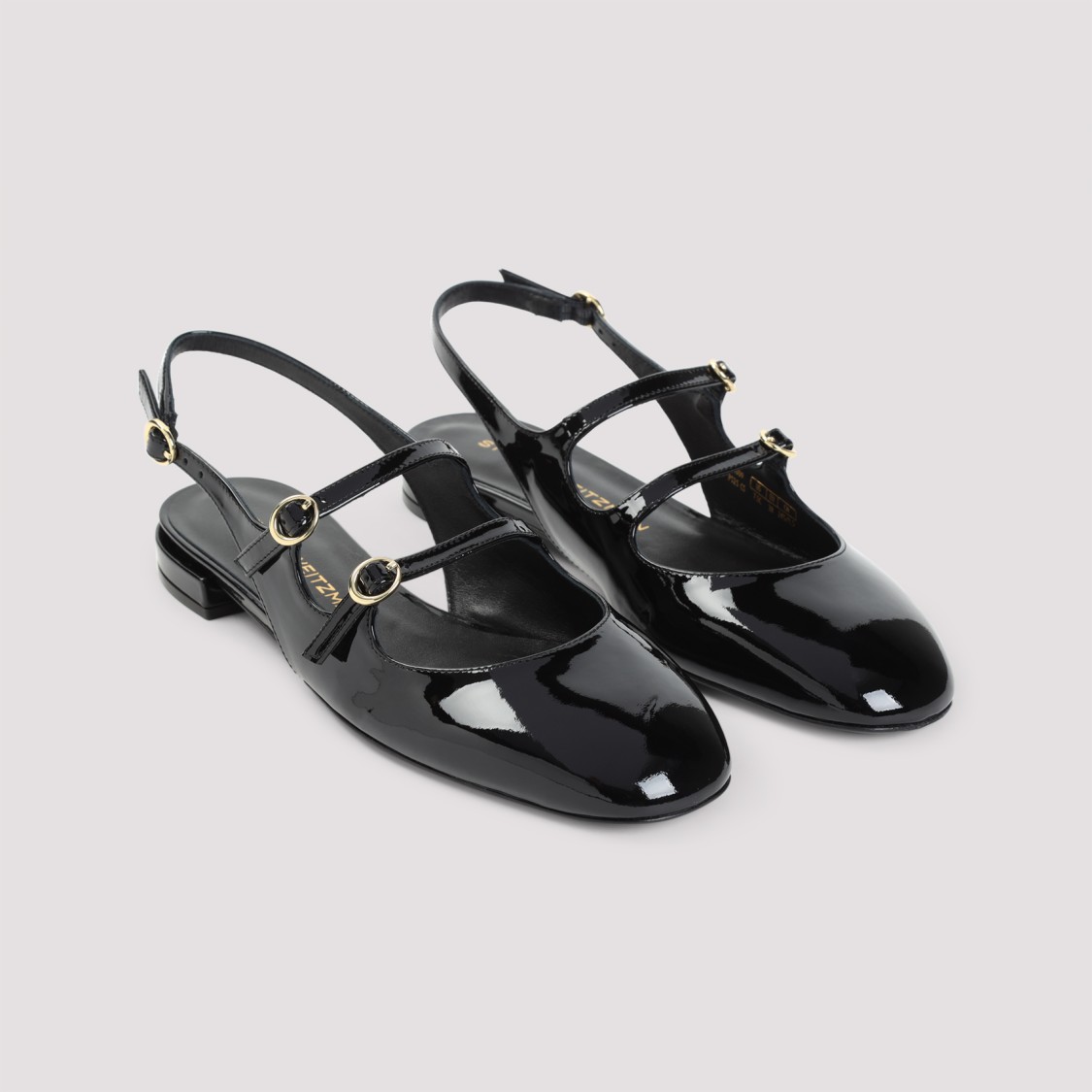 Stuart Weitzman Benni Patent Leather Slingback Flats In Black
