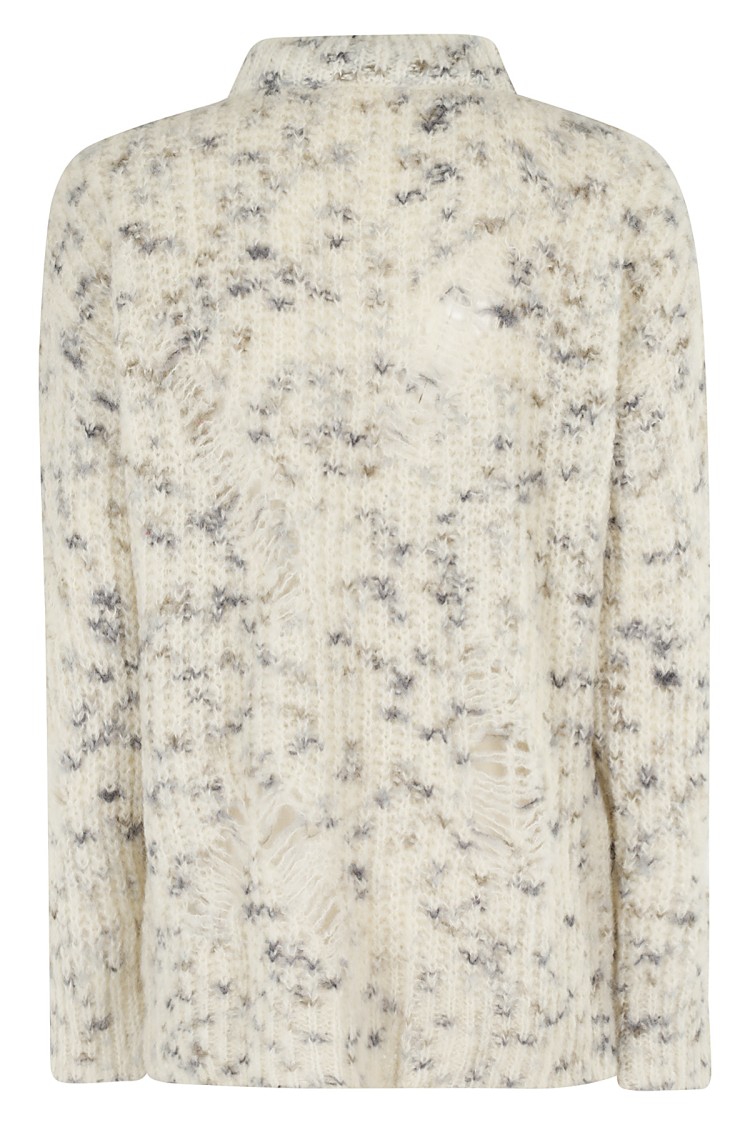 MSGM MSGM BEIGE OVERSIZED SWEATER WITH GREY YARN INSERTS