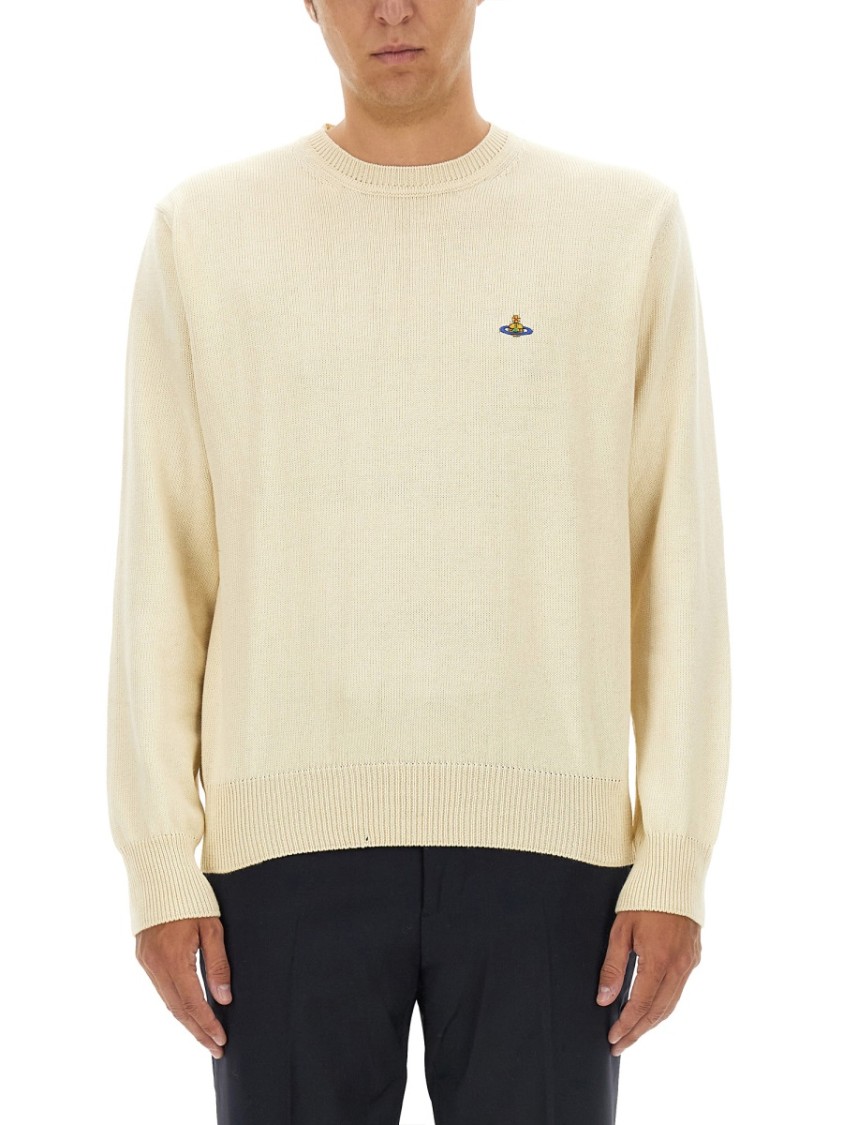 【送料&関税込】Vivienne Westwood alex Crewneck Sweater Brown Alex Round Neck Sweater by Vivienne Westwood on Sale