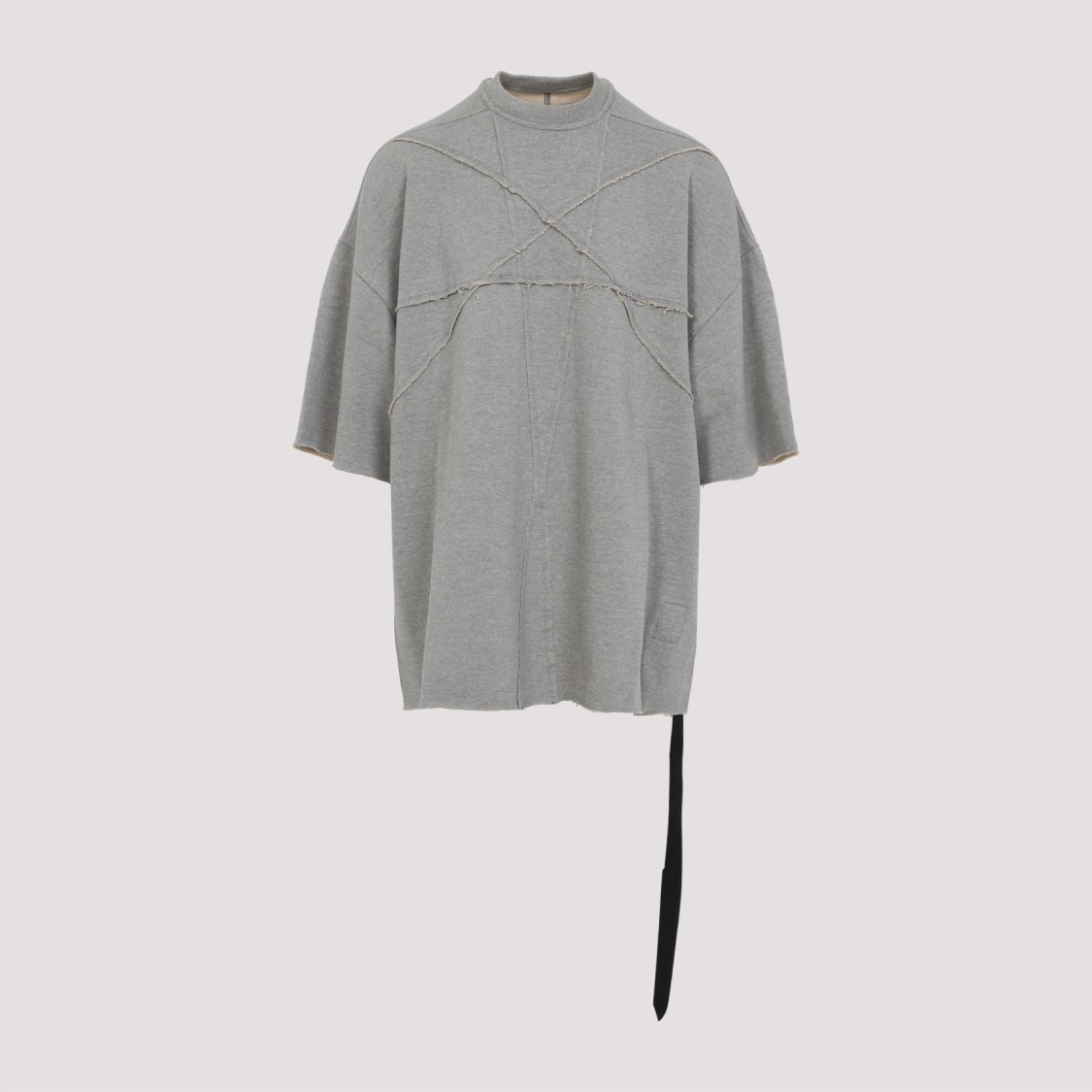Rick Owens Drkshdw Asymmetric Hem Cotton Fleece T-shirt In Gray