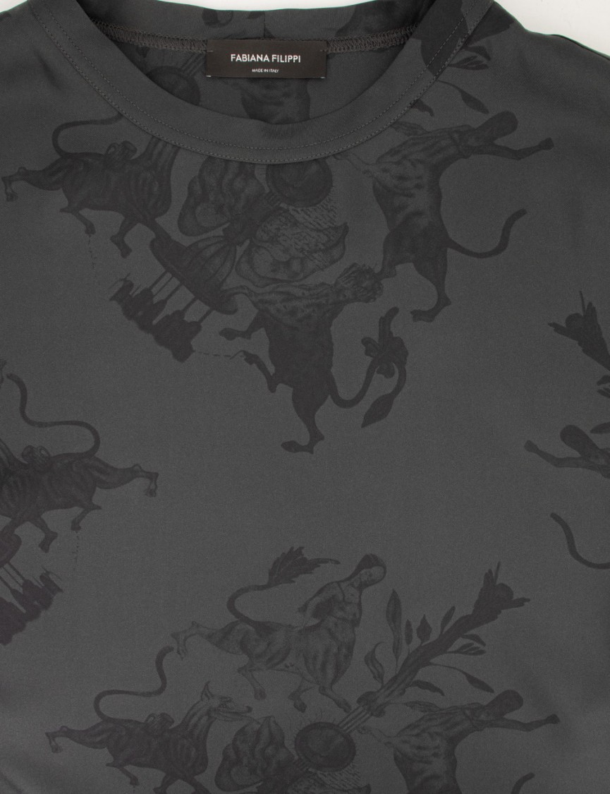 FABIANA FILIPPI FABIANA FILIPPI SILK T-SHIRT WITH UNIQUE FABULA VITAE PRINT
