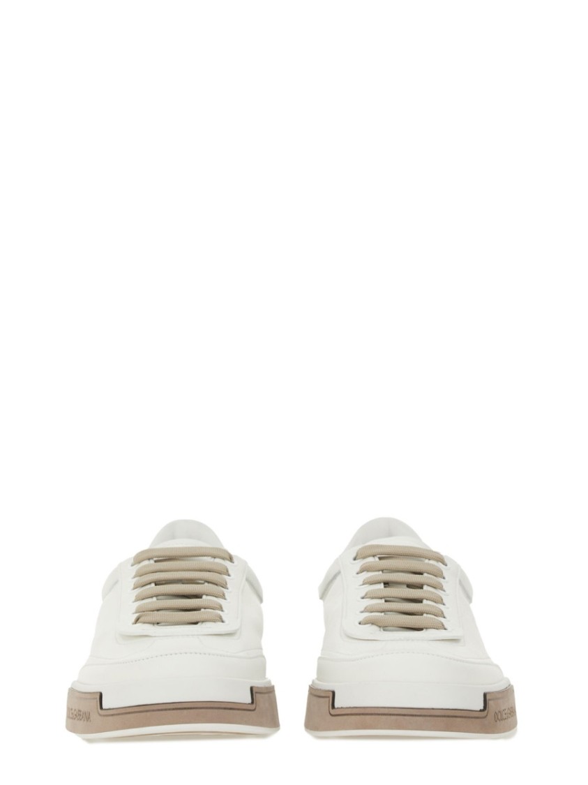 Dolce & Gabbana Portofino Yatch Sneakers In Calfskin Color White And Dove Grey In White