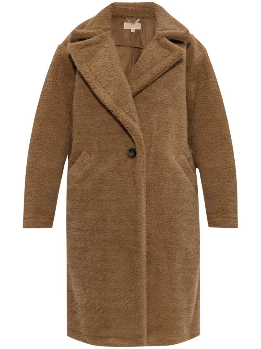 Michael Kors Faux-shearling Coat In Brown