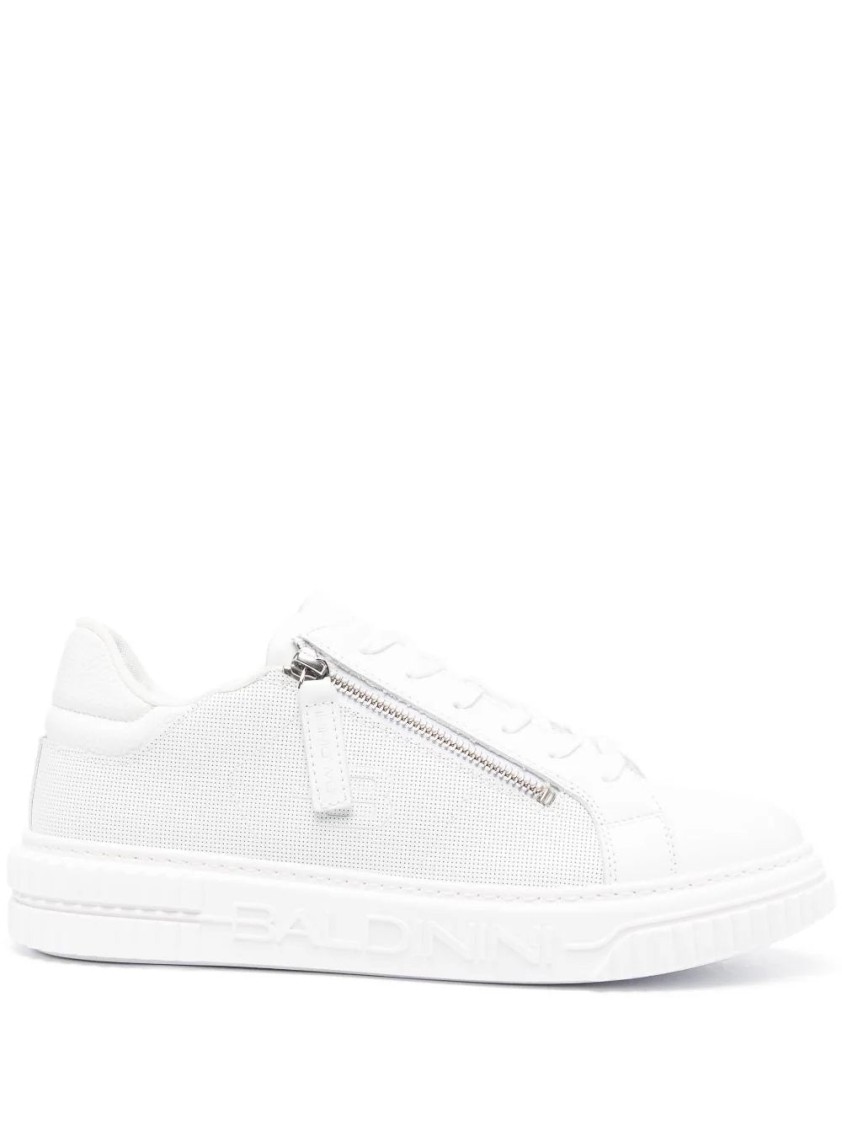 Baldinini Embossed-logo Lace-up Sneakers In White