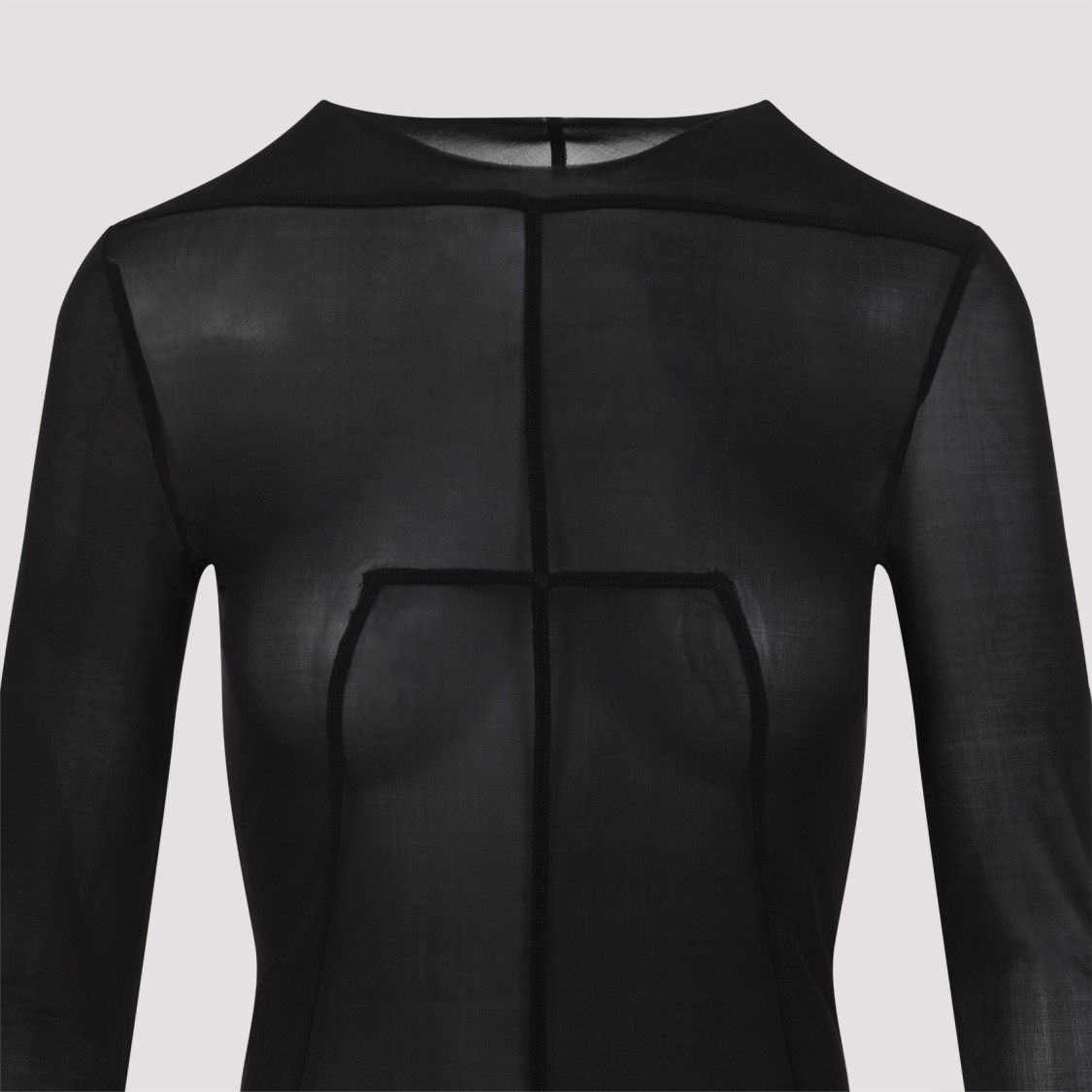 Rick Owens Fitted High Neck Top In Luxurious Cupro-elastane Blend In Black