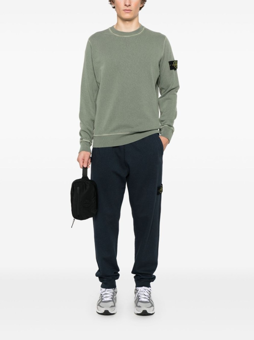 Stone Island Compass Patch Drawstring Jogger Pants In Blue