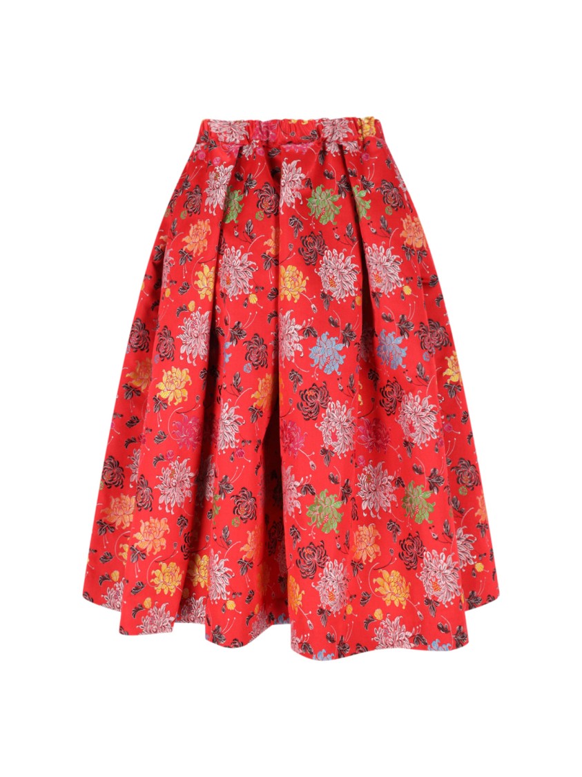 COMME DES GARÇONS COMME DES GARÇONS FLARED MIDI SKIRT – RED