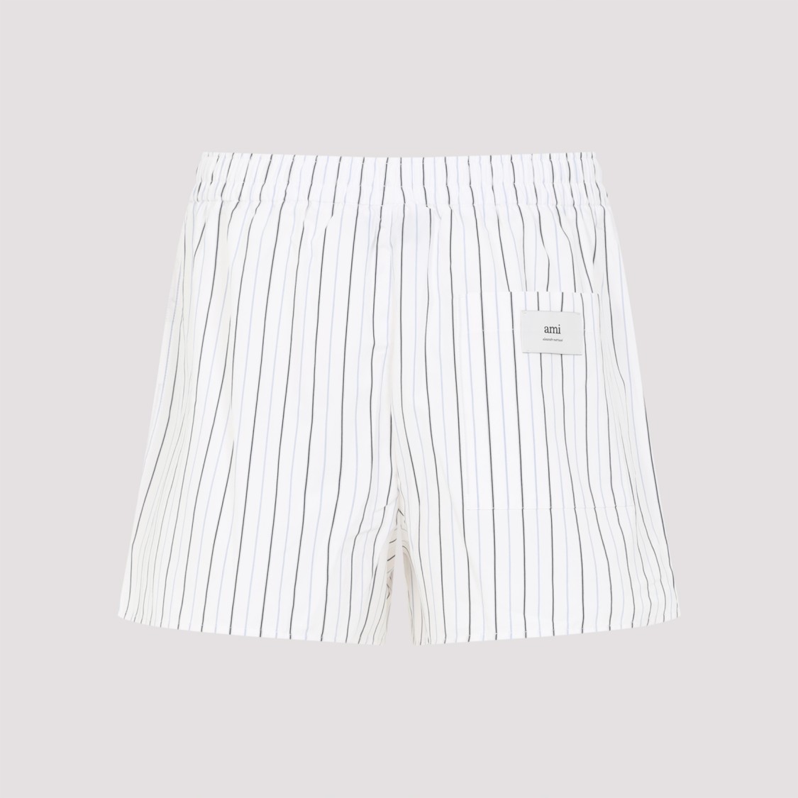 Shop Ami Alexandre Mattiussi Ami Pinstripe Cotton Bermuda Shorts In White