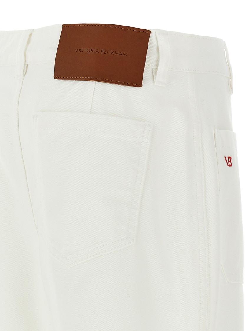 Victoria Beckham Womens Washed White Alina Flared-leg Denim Jeans In Neutral