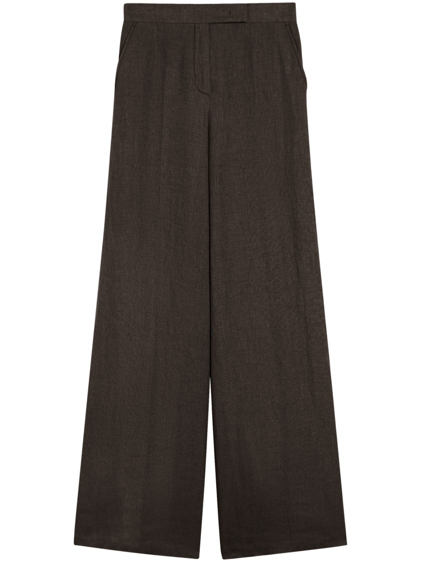 Max Mara Wide-leg Pants With High Waist And Flowing Silhouette In Black