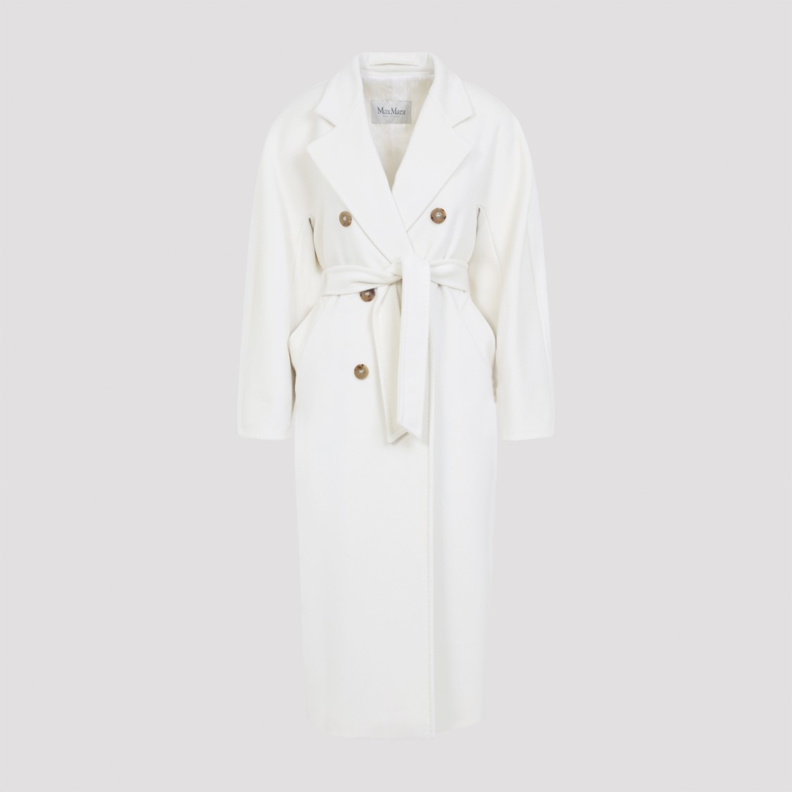 Max Mara Madame Double-breasted Wool Coat In White
