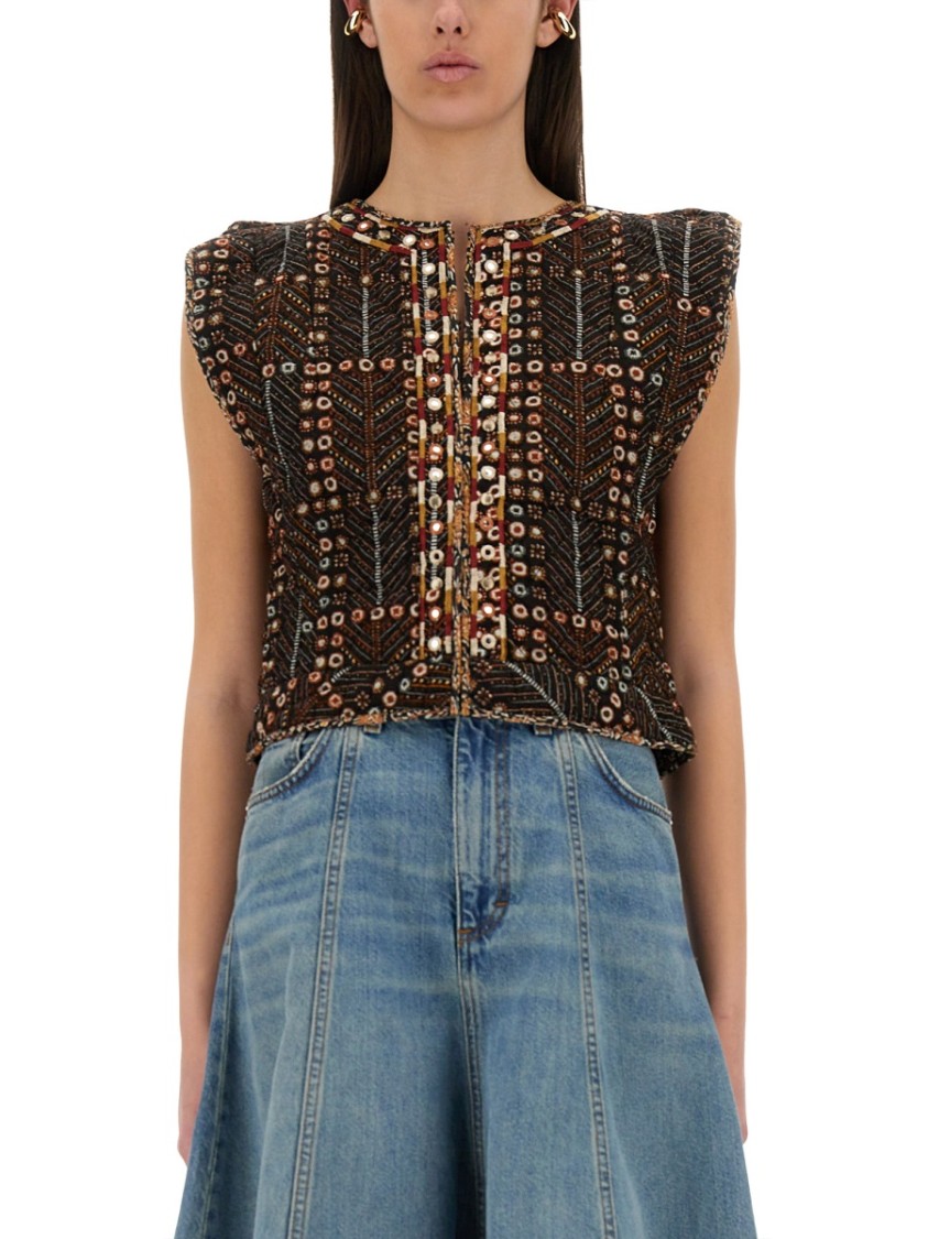 Shop Isabel Marant Étoile "cerza" Short Cardigan In Multicolor