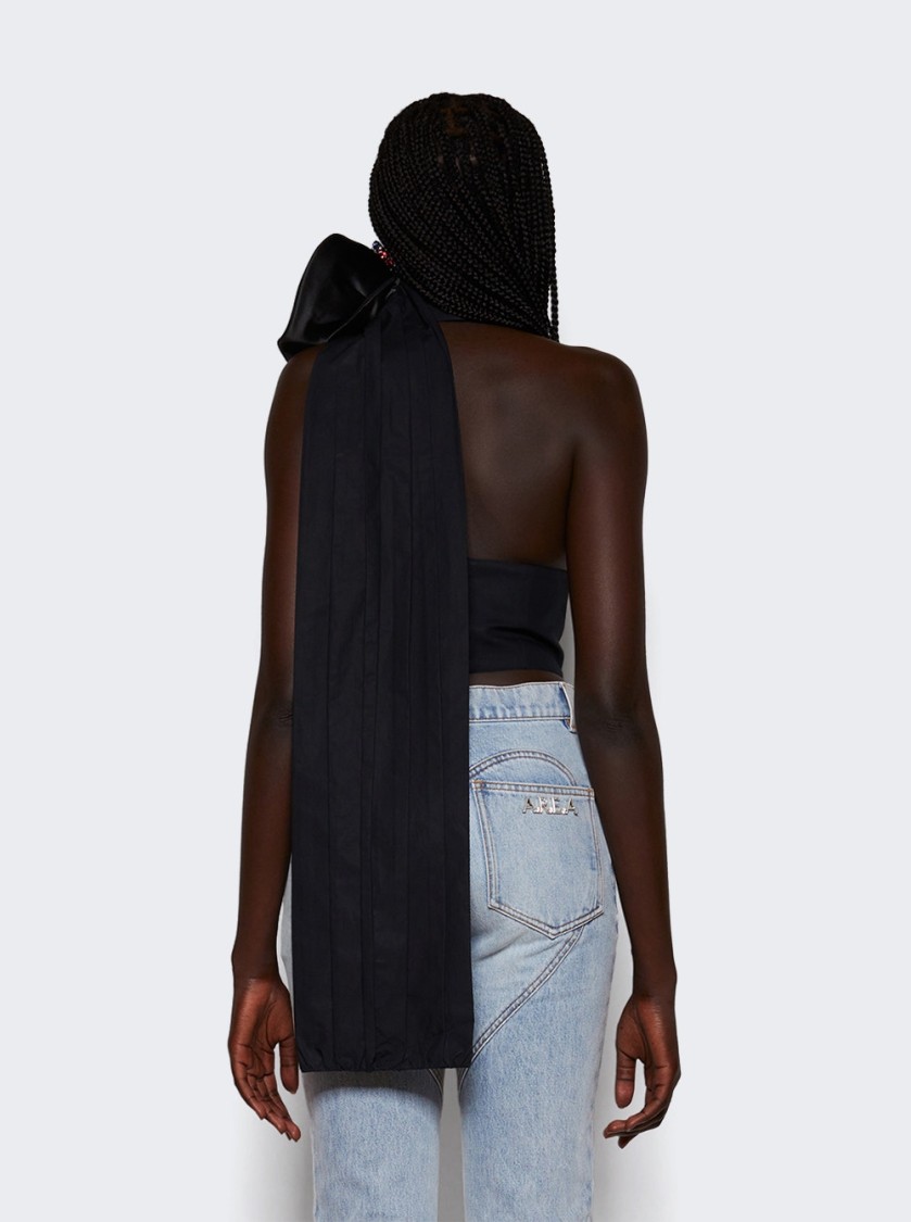 AREA AREA FLOWER CORSAGE HALTER TOP BLACK 
