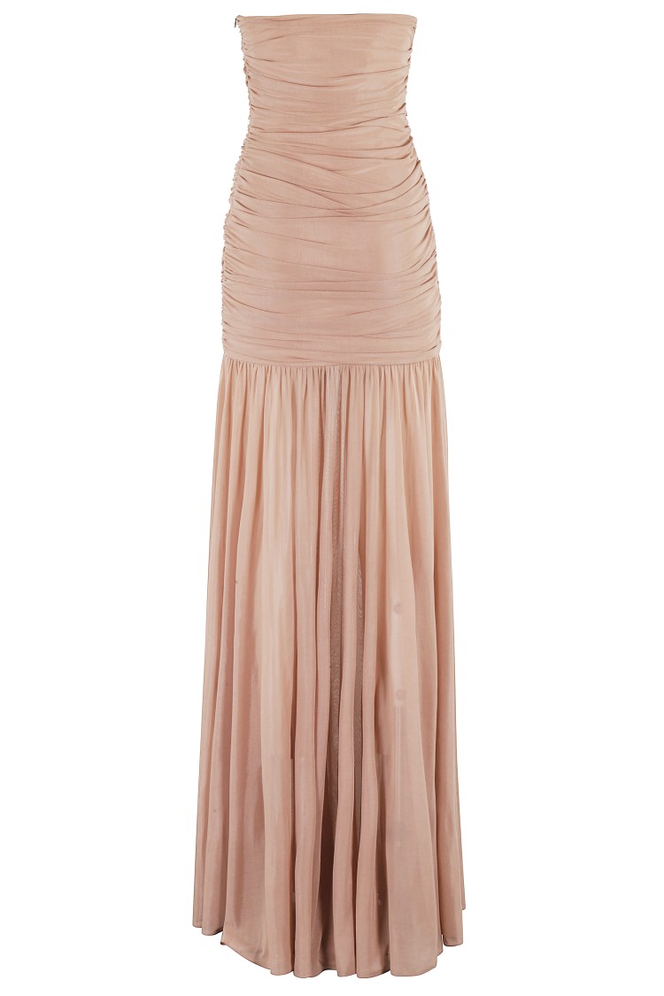 Retroféte Retrofete Adele Draped Tulle Evening Gown In Neutrals