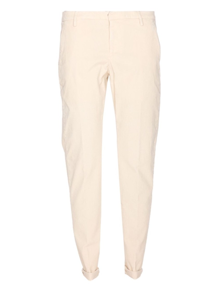 Dondup Tailored Fit Off-white Corduroy Jeans With Button Fly In Pink