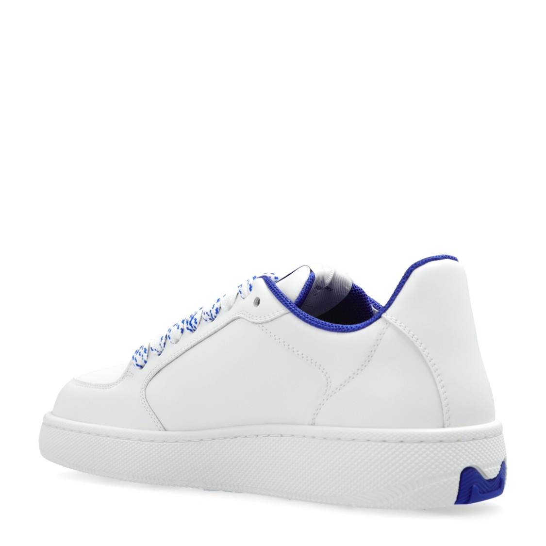 Burberry White Calf Leather Sneakers With Textured Tpu Sole In White