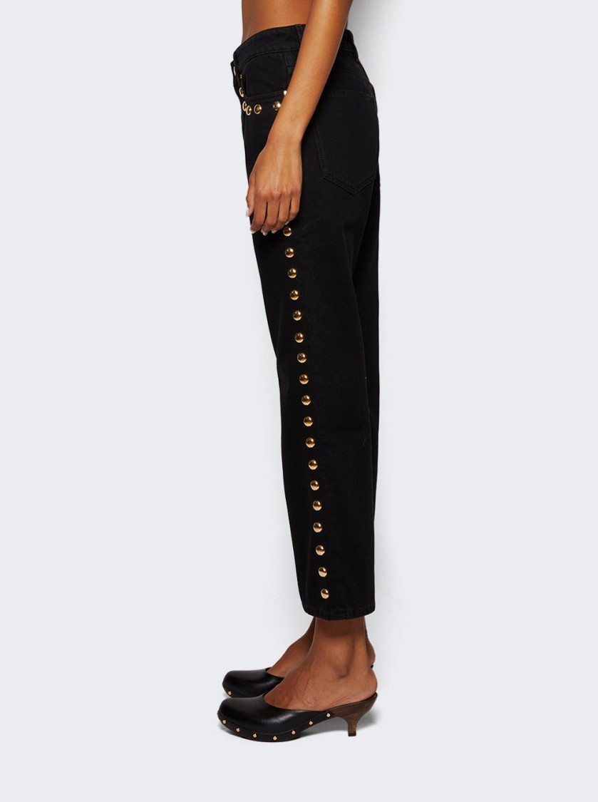 RABANNE RABANNE EMBELLISHED BOYFRIEND JEANS BLACK