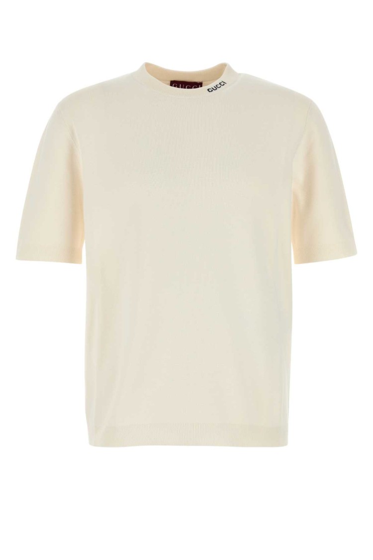 Gucci Men White Silk Blend Sweater In Neutral