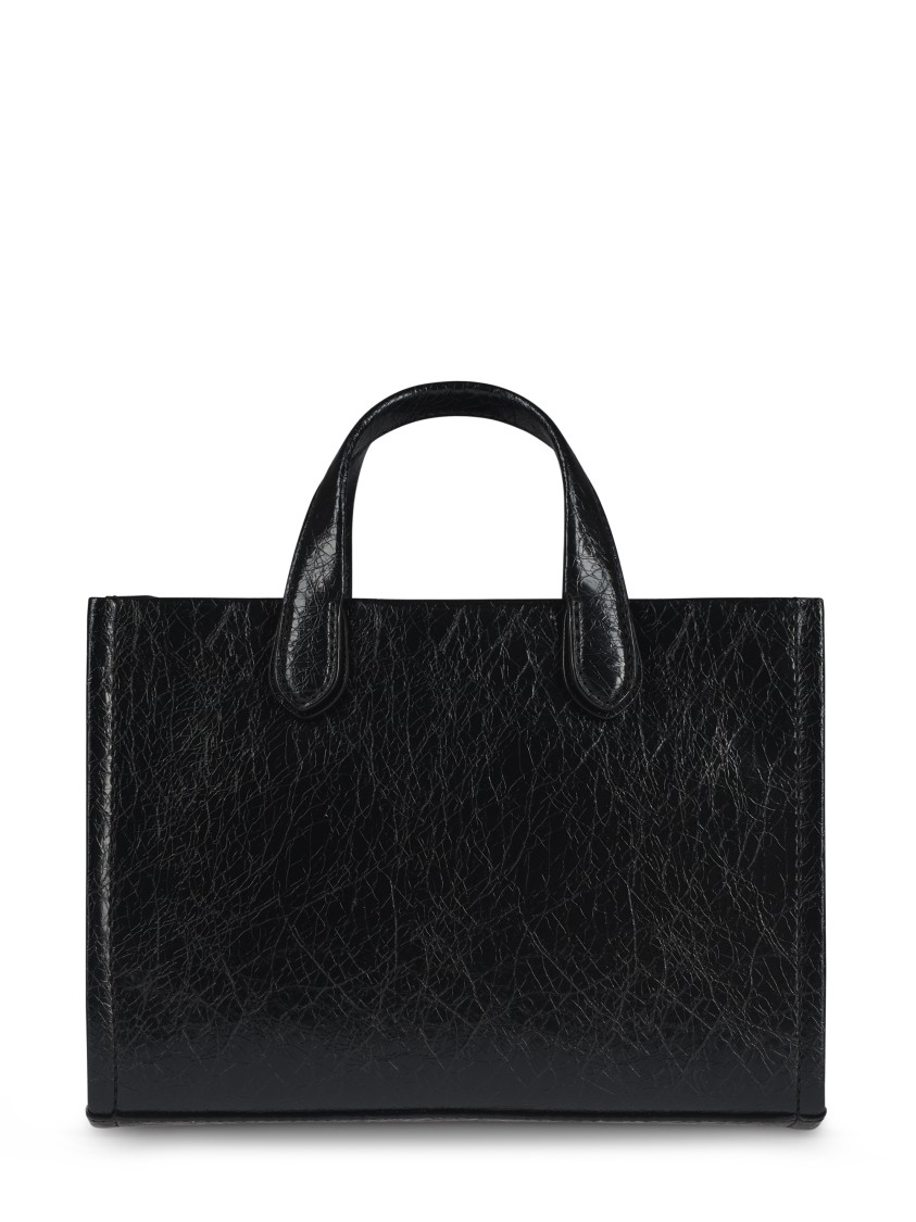 Michael Kors Structured Black Crinkled Leather Tote In Black