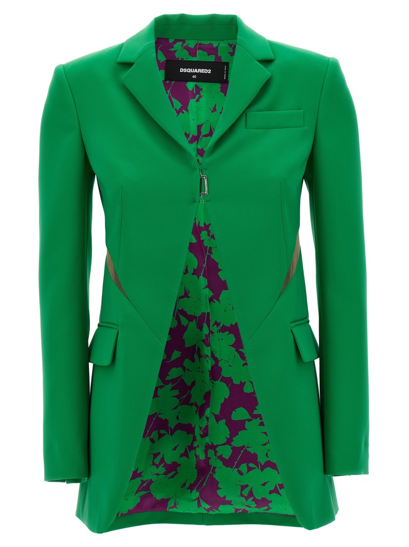 ジャケット DSQUARED2 Tulle insert blazer jacket Green Dsquared2 Tulle Insert Blazer Jacket In Green | ModeSens