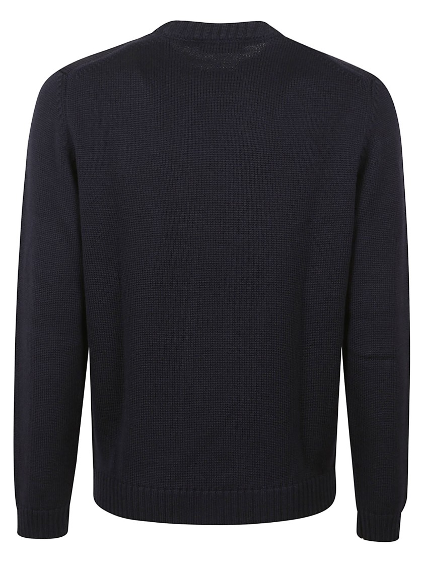 Zanone Textured Knit Wool Sweater With Ribbed Details In Blue