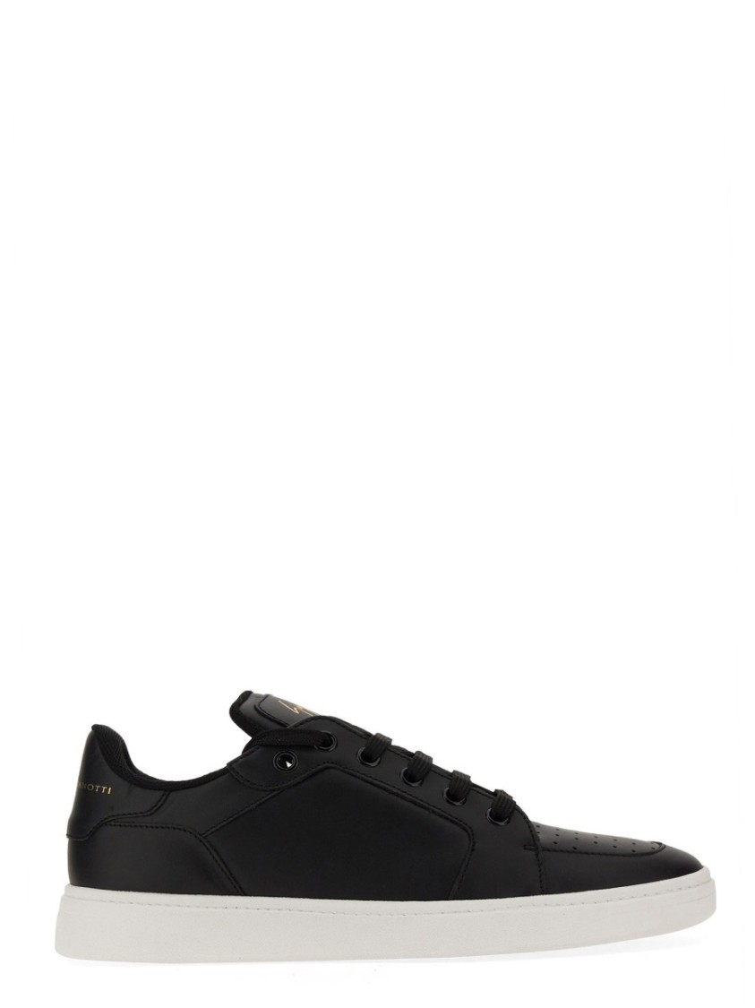 Giuseppe Zanotti Black Leather Trainers With Embossed Logo