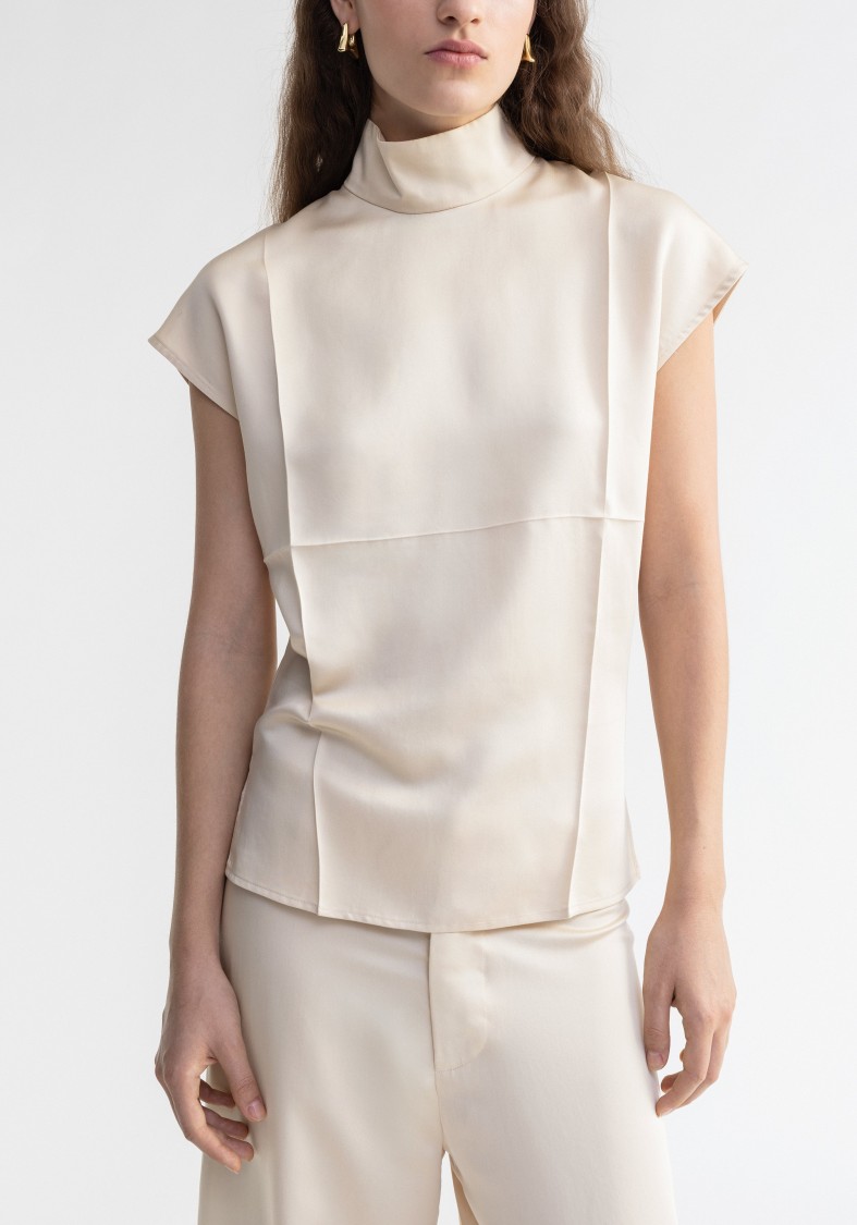 Aeron Flora - Cupro Sleeveless Turtleneck In Neutrals