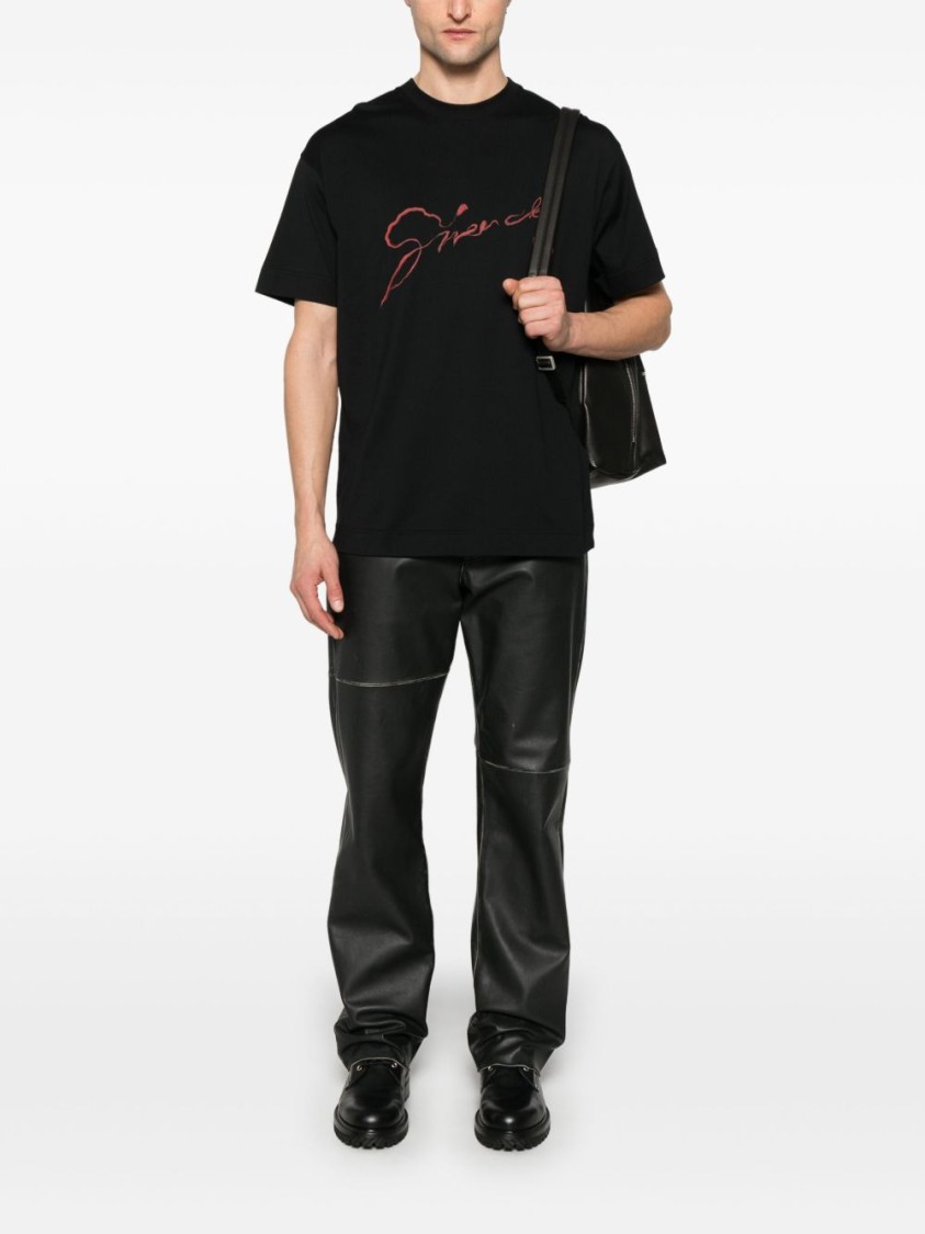 Givenchy Black Crewneck T-shirt With Logo Lettering On The Front And Maxi Logo Print On The Rear In Cotton Ma In Black