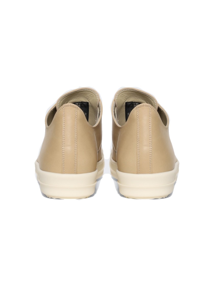 Rick Owens Hollywood Leather Low Sneakers Parchment And Milk In Neutrals