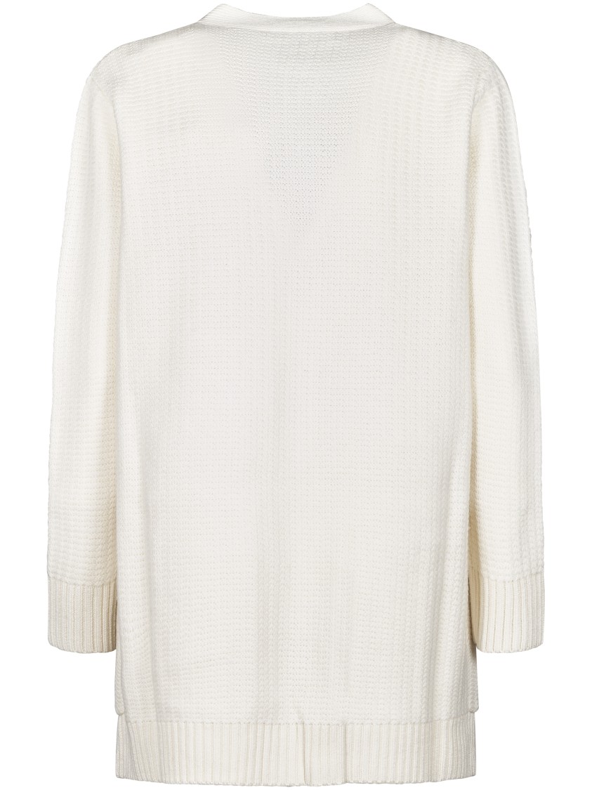 Max Mara Textured Knit Cardigan With V-neckline And Button-down Front In Neutral