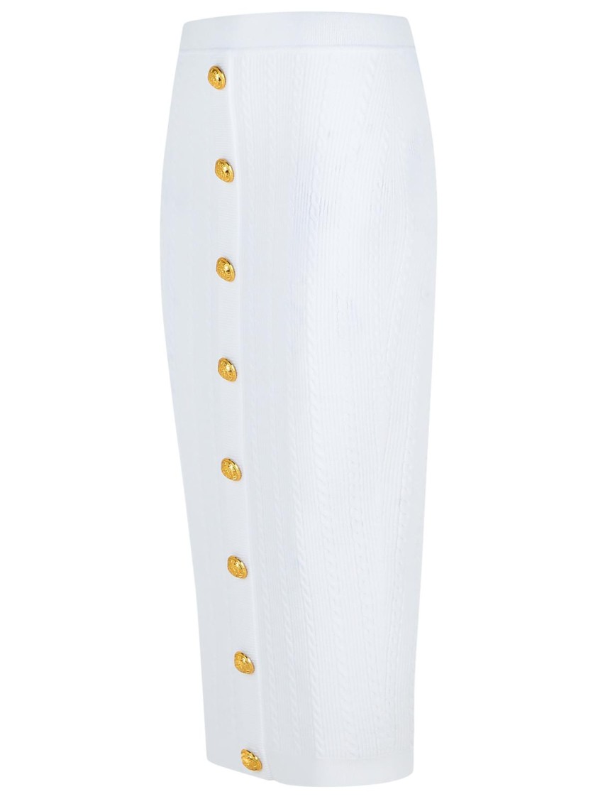 Balmain Long Skirt In White Viscose Blend Women In White