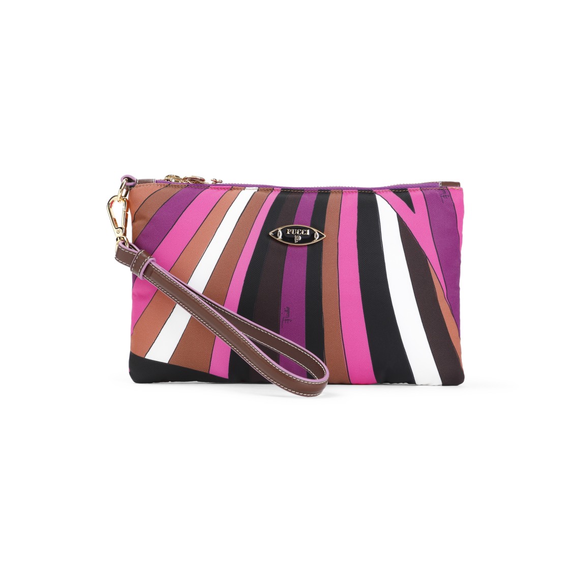 Pucci Stripe Clutch With Wrist Strap In Multicolor