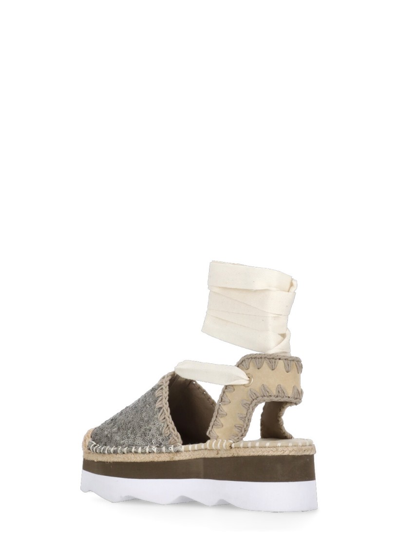 MOU MOU BEIGE SANDALS WITH SEQUINS