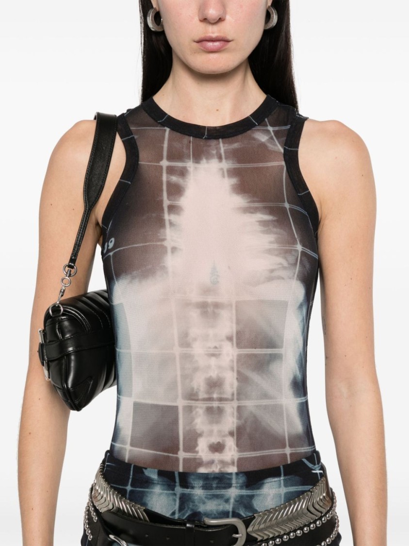 Shop Jean Paul Gaultier Crew Neck Bodysuit In Grey