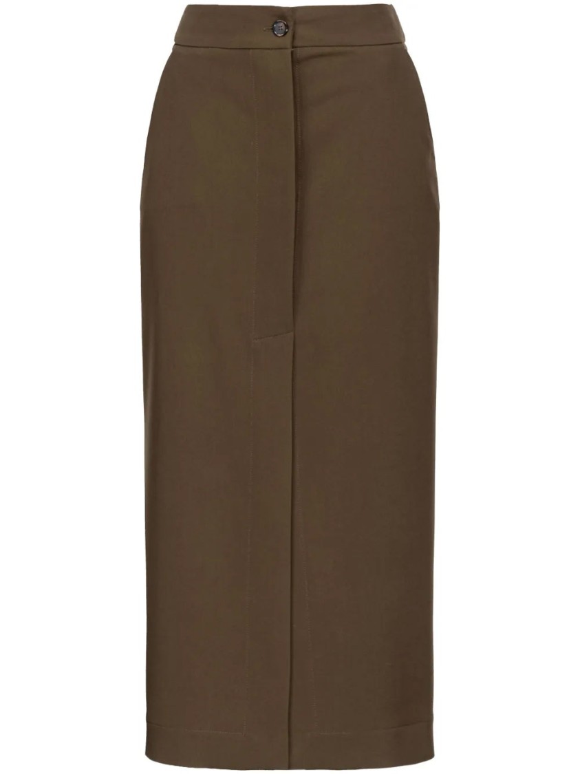 Pinko Longuette Skirt High-waisted Front Split In Green