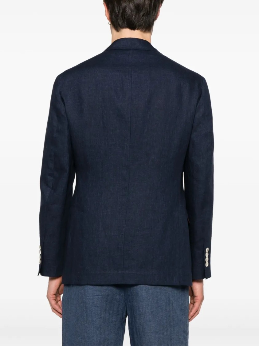 Brunello Cucinelli Navy Deconstructed Jacket With Tailored Silhouette In Blue