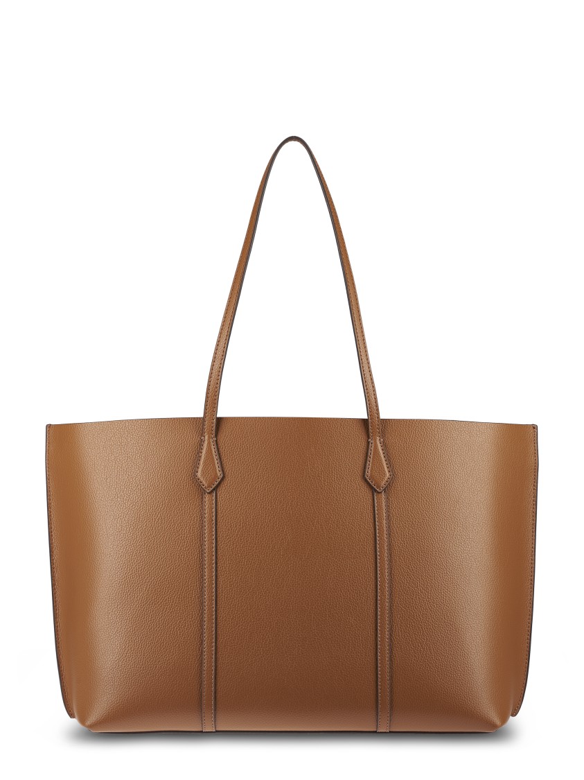 Tory Burch Structured Brown Leather Tote With Refined Details In Brown