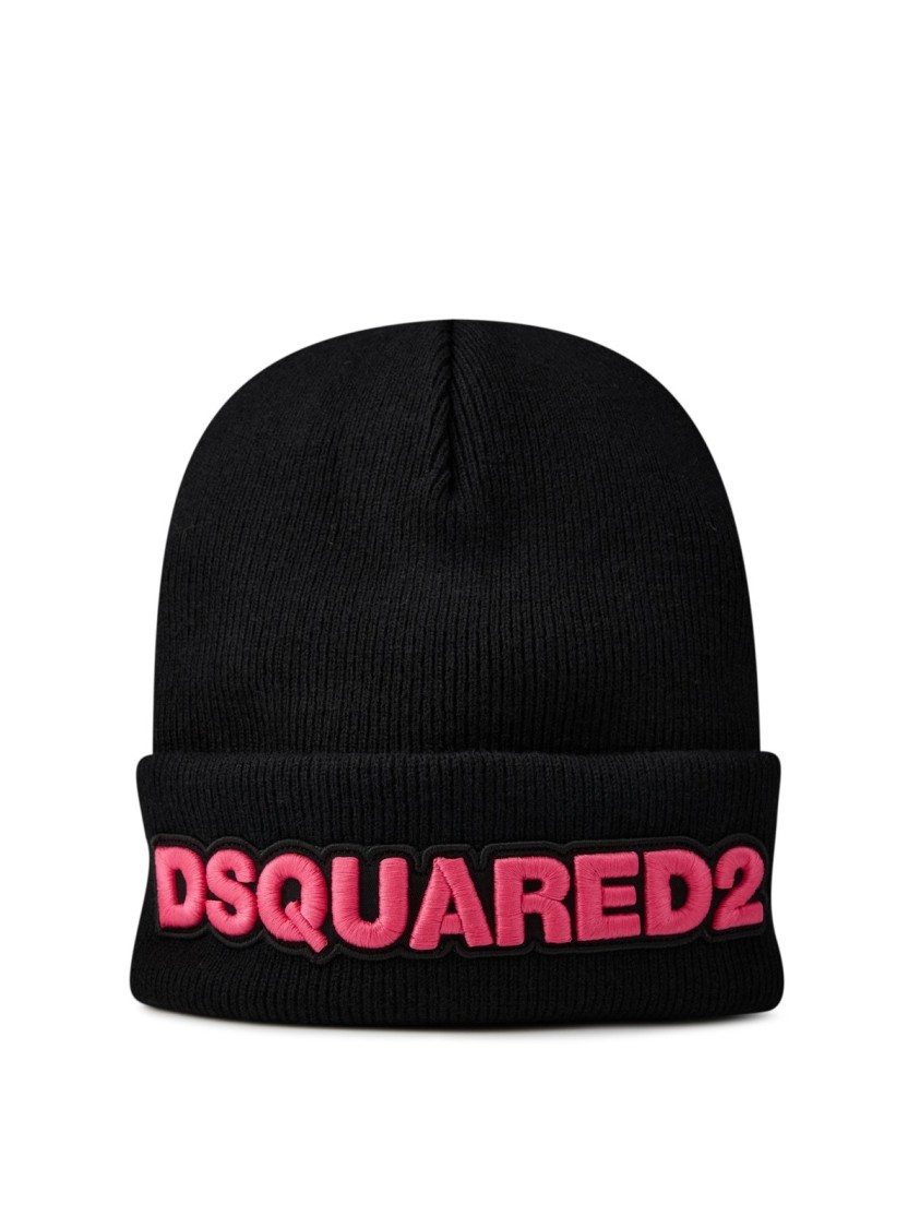 Dsquared2 Logo Wool Beanie In Black