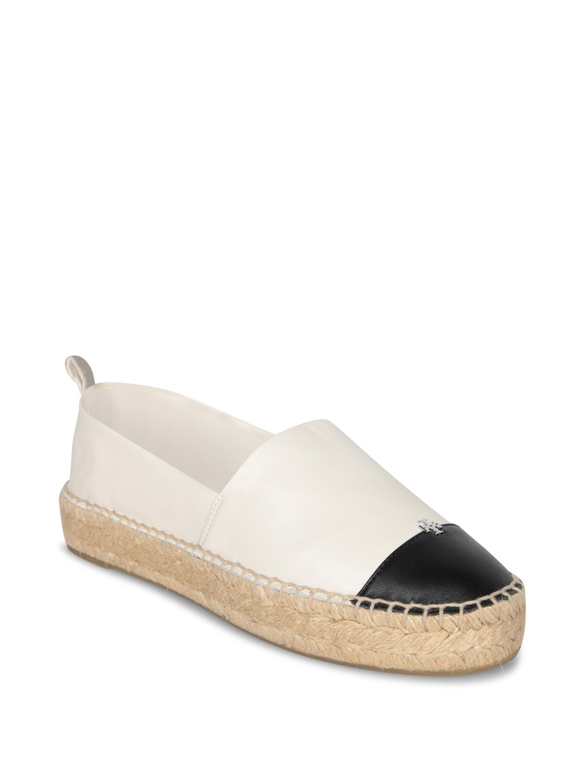 Tory Burch Creamy Espadrilles With Black Cap Toe In Neutral
