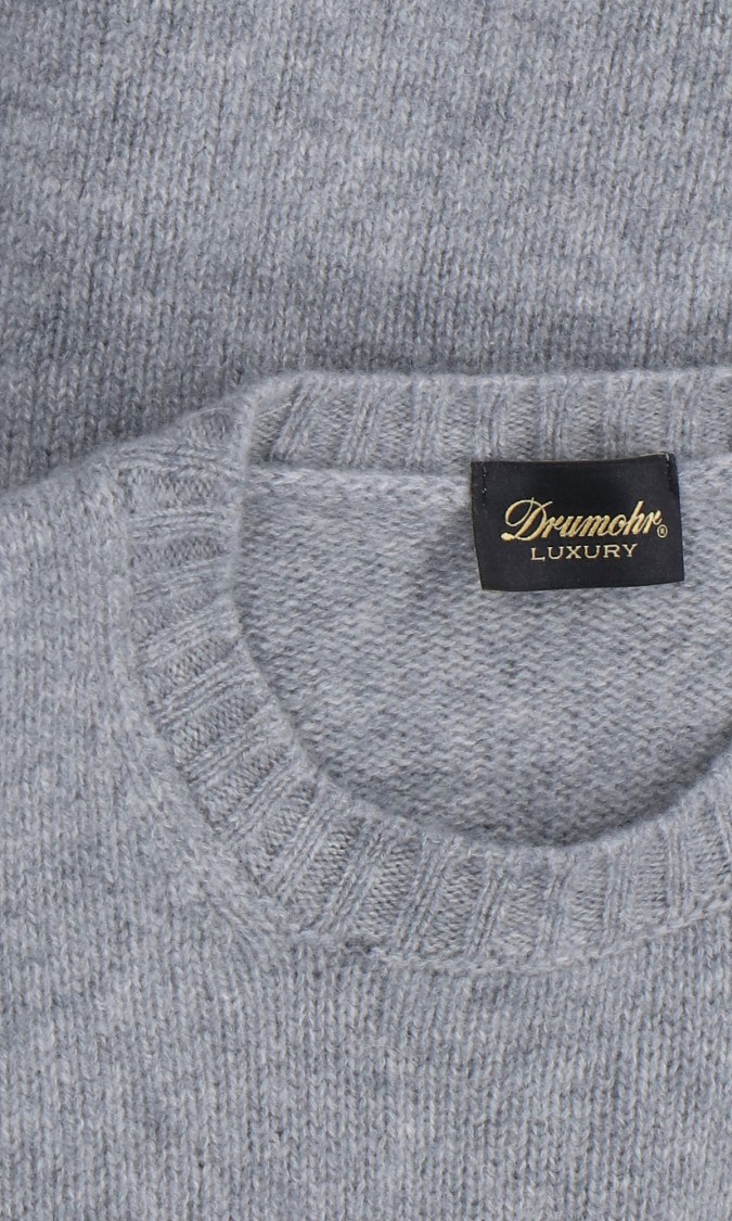 Drumohr Ribbed Crewneck Sweater Soft Texture In Grey