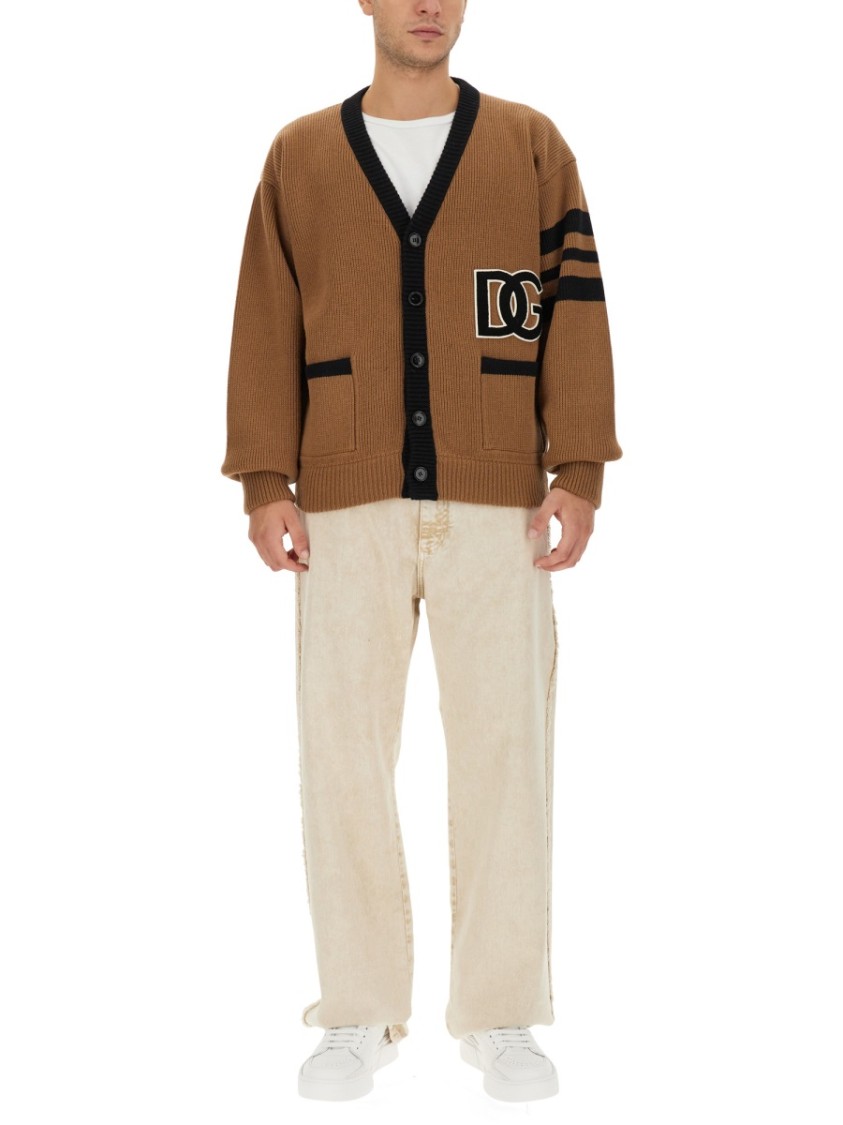 Shop Dolce & Gabbana English Rib Wool Cardigan In Brown