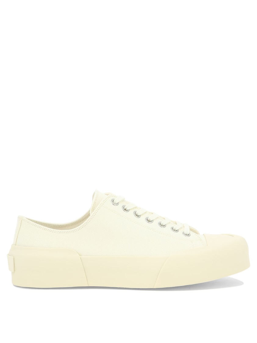 Jil Sander White Sneakers With Breathable Cotton Upper In Neutral