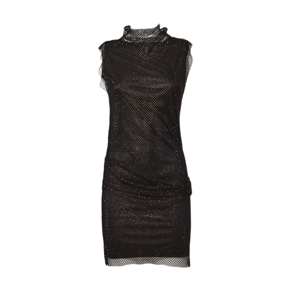 Sportmax Fitted Mini Dress With Textured Mesh Overlay In Black